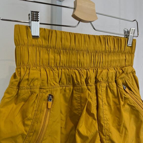 FREE PEOPLE Movement S The Way Home Shorts Smocked Waist Mustard Yellow Gold - Picture 3 of 10